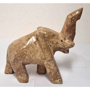 Polished Stone Freestanding Trunk Up Elephant Small 3.25 x 3.5 inches